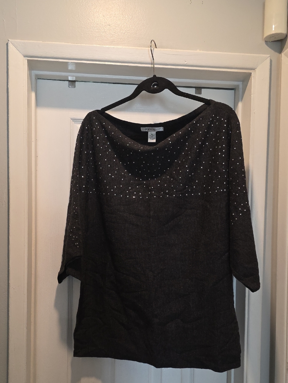 Embellished Black Women's Top - Lightweight Knit